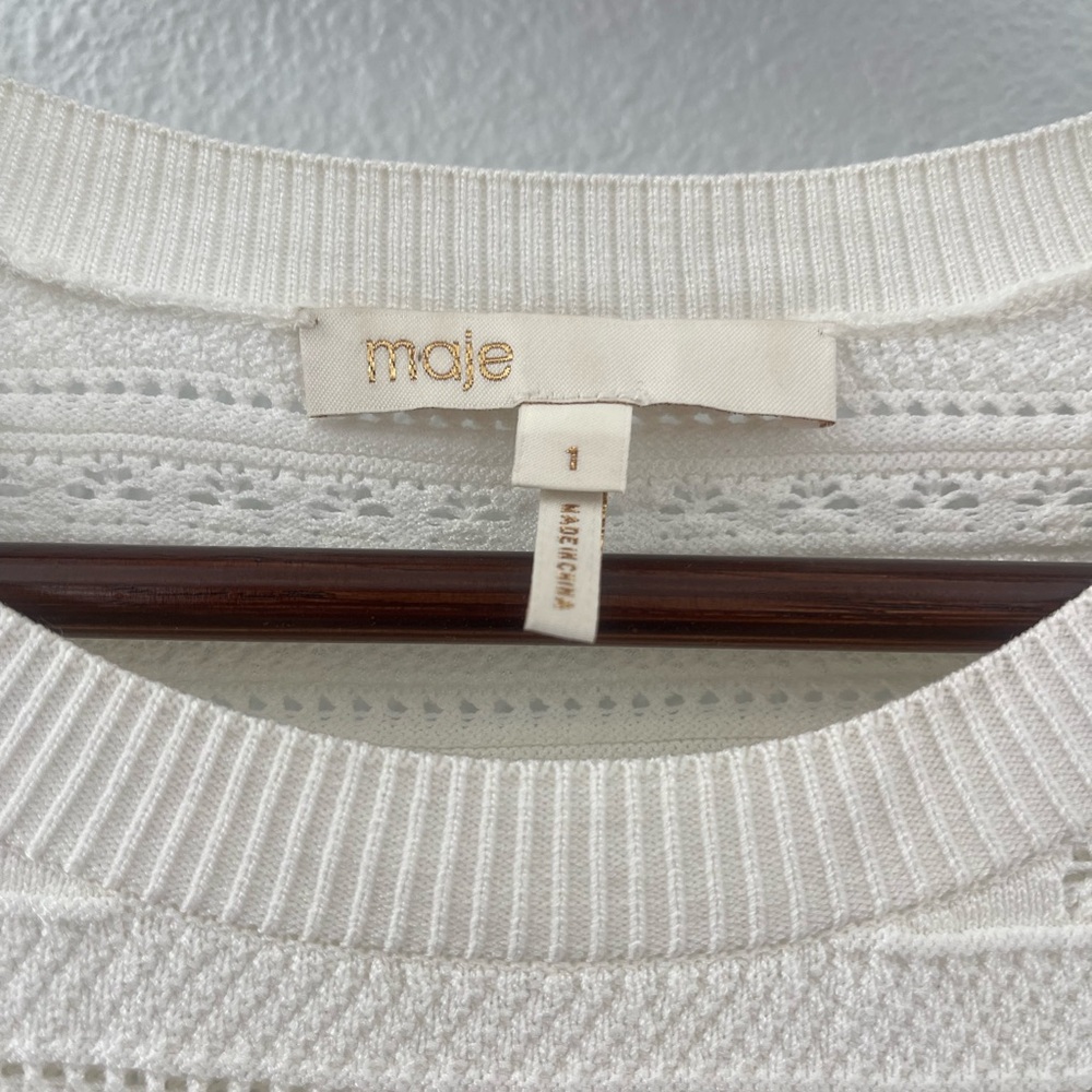 Maje Ecru Knit Sweater with Button Accents - Picture 2 of 4